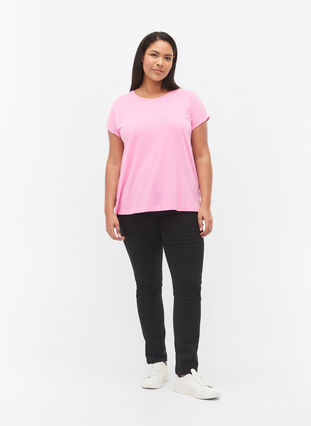 Zizzi Kurzärmeliges T-Shirt aus einer Baumwollmischung, Rosebloom, Model image number 2
