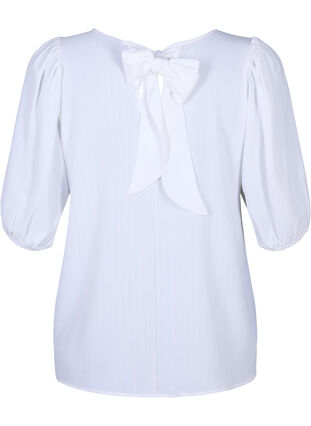 Zizzi Bluse mit kurzem Arm und Schleife hinten, Bright White, Packshot image number 1