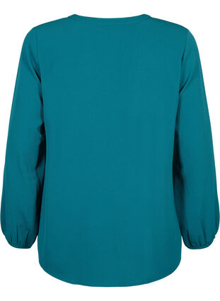 Zizzi Unifarbene Bluse mit V-Ausschnitt, Deep Teal, Packshot image number 1