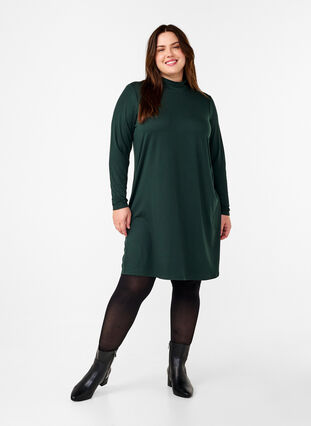 Zizzi FLASH – Langärmeliges Kleid mit Rollkragen, Scarab, Model image number 2