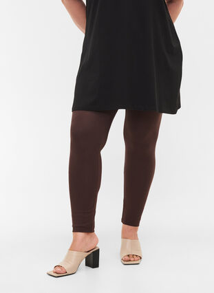 Zizzi Basic-Leggings aus Viskose, Coffee Bean, Model image number 2