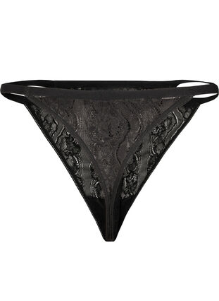 Zizzi G-String mit Spitze und elastischer Taille, Black, Packshot image number 1