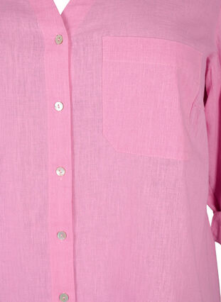 Zizzi Hemdbluse mit Knopfverschluss aus Baumwoll-/Leinengemisch, Rosebloom, Packshot image number 2