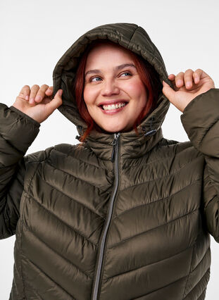 Zizzi Leichte Jacke mit Kapuze, Beluga, Model image number 3