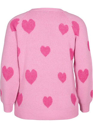 Zizzi Pullover mit Herzen, B. Pink/Raspberry R., Packshot image number 1