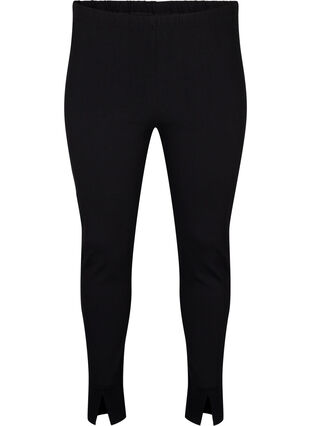 Zizzi Viskose-Leggings mit Schlitzen vorne, Black, Packshot image number 0