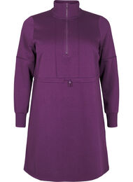 Kurzes Sweatshirtkleid mit Stehkragen und verstellbarer Taille, Deep Purple, Packshot