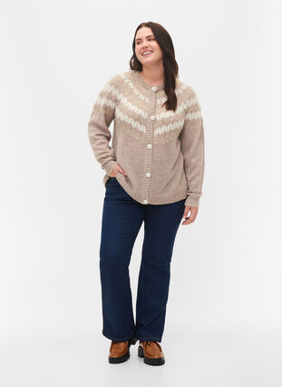 Zizzi Ellen Bootcut-Jeans mit hoher Taille., Unwashed, Model image number 0