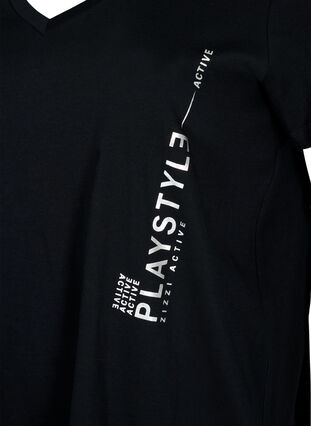 Zizzi Sport-T-Shirt aus Baumwolle mit Aufdruck, Black w. Playstyle, Packshot image number 2