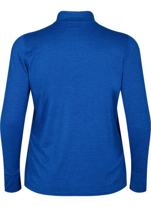 Zizzi Trainingsshirt mit Reißverschluss, S. Blue / Black Mel., Packshot image number 1