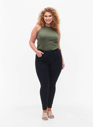Zizzi Super Slim Amy Jeans mit hoher Taille, Tobacco Un, Model image number 0