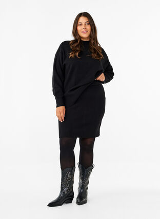 Zizzi Einfarbige Strickbluse, Black, Model image number 2