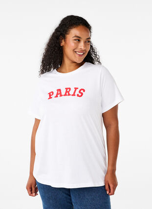 Zizzi T-Shirt aus Bio-Baumwolle mit Print, Bright White Printet, Model image number 0