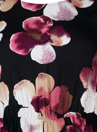 Zizzi Viskosekleid mit Druck und langen Ärmeln, Black Pink FlowerAOP, Packshot image number 2