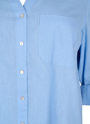 Zizzi Hemdbluse mit Knopfverschluss aus Baumwoll-/Leinengewebe, Serenity, Packshot image number 2