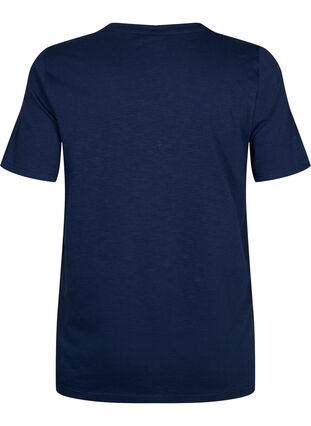 Zizzi Kurzärmeliges Basic T-Shirt mit V-Ausschnitt, Navy Blazer, Packshot image number 1