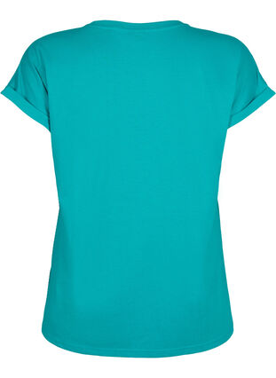 Zizzi Kurzärmliges T-Shirt aus einer Baumwollmischung, Teal Blue, Packshot image number 1