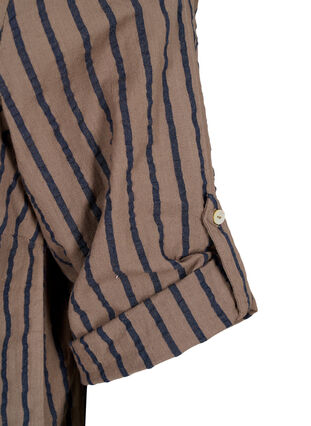 Zizzi Gestreiftes Baumwollkleid mit 3/4 Ärmeln, Falcon/Navy Stripe, Packshot image number 4