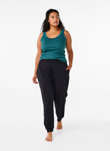 Zizzi Pyjama aus Baumwolle, Black, Model image number 0