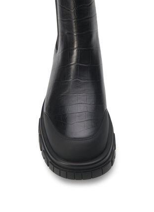 Zizzi Extra-Weite – Croco Chelsea-Stiefel aus Leder, Black, Packshot image number 3