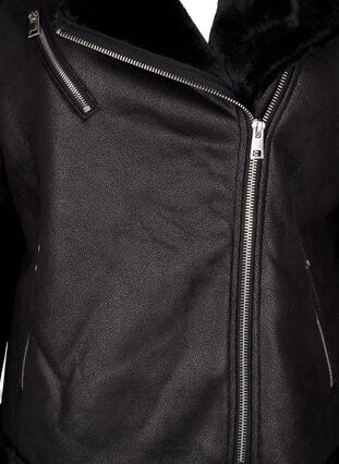 Zizzi Pilotenjacke aus Kunstleder, Black, Packshot image number 3