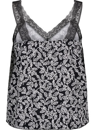 Zizzi Spitzentop aus Viskose, Black w. Wh.Leaf AOP, Packshot image number 1