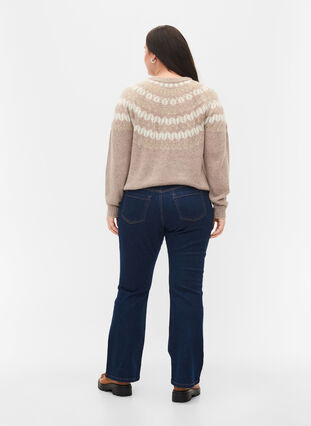 Zizzi Ellen Bootcut-Jeans mit hoher Taille., Unwashed, Model image number 1