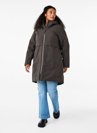 Zizzi Winterjacke mit verstellbarer Taille, Raven, Model image number 2