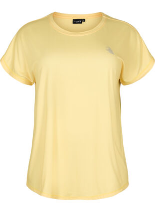 Zizzi Kurzarm Trainingsshirt, Lemon Meringue, Packshot image number 0