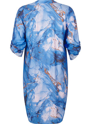 Zizzi Hemdkleid aus Viskose mit Marmordruck, Palace Blue AOP, Packshot image number 1