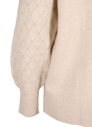 Zizzi  Strickbluse mit Spitzenmuster, Pumice Stone Mel., Packshot image number 3