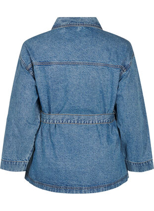 Zizzi Denim-Jacke mit Bindegürtel, Blue Denim, Packshot image number 1