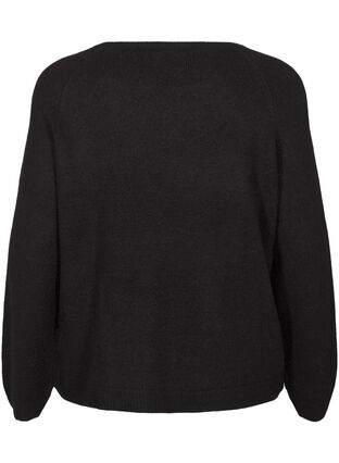 Zizzi Locker sitzende Strickbluse mit Rundhalsausschnitt, Black, Packshot image number 1