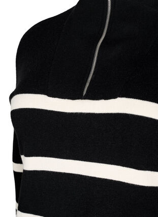 Zizzi Pullover mit Streifen und hohem Kragen	, Black w. Birch, Packshot image number 2