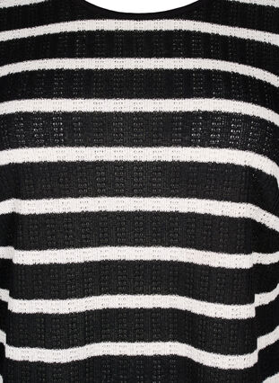 Zizzi Bluse mit Streifen und langen Ärmeln, Black Sand Stripe, Packshot image number 2