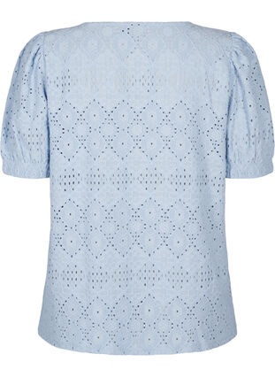 Zizzi  Kurzärmelige Bluse mit Lochmuster, Cashmere Blue, Packshot image number 1