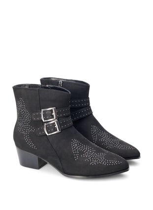 Zizzi Extra-Weite - Stiefelette mit Nieten und Schnallen, Black, Packshot image number 1