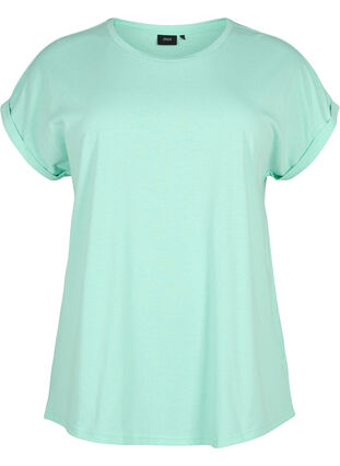 Zizzi Kurzärmliges T-Shirt aus einer Baumwollmischung, Cabbage, Packshot image number 0
