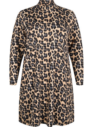 Zizzi FLASH – Langärmeliges Kleid mit Rollkragen, Leopard Print, Packshot image number 0