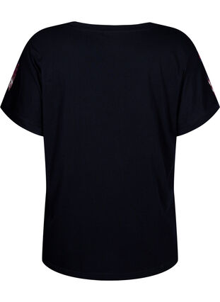 Zizzi Lockeres T-Shirt mit Blumenmuster, Black Purple Fl. AOP, Packshot image number 1