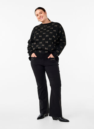 Zizzi Gemusterter Pullover, Black Mel. Nomad, Model image number 2