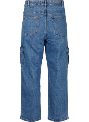 Zizzi Cargo-Jeans mit hoher Taille, Blue Denim, Packshot image number 1