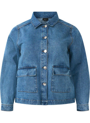 Zizzi Hemdjacke aus Denim mit Taschen, Blue Denim, Packshot image number 0