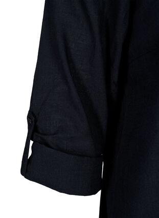 Zizzi Hemdbluse aus Baumwolle mit V-Ausschnitt, Black, Packshot image number 3
