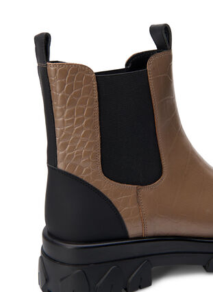 Zizzi Extra-Weite – Croco Chelsea-Stiefel aus Leder, Pine Bark, Packshot image number 3