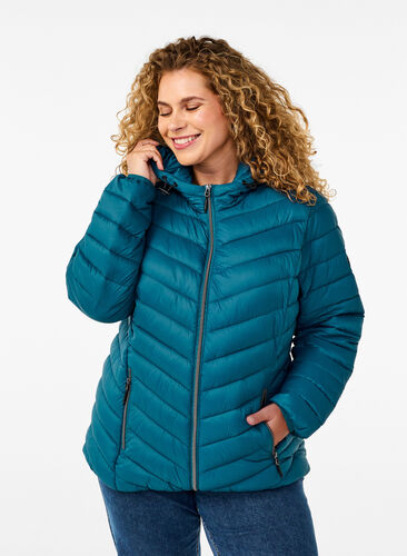 Zizzi Leichte Jacke mit Kapuze, Legion Blue, Model image number 0