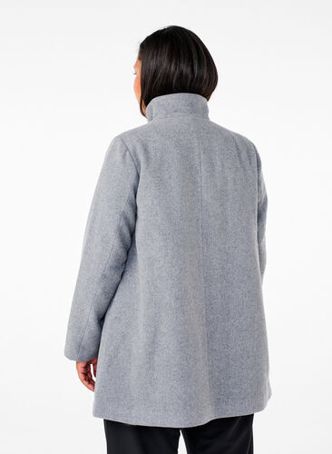 Zizzi Kurzer A-linienförmiger Trenchcoat, Light Grey Melange, Model image number 1