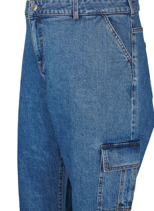 Zizzi Cargo-Jeans mit hoher Taille, Blue Denim, Packshot image number 2