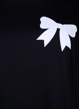 Zizzi T-Shirt aus Baumwolle mit Schleife, Black W. White, Packshot image number 2