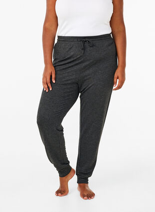 Zizzi Jerseyhose mit hoher Taille, Dark Grey Melange, Model image number 2